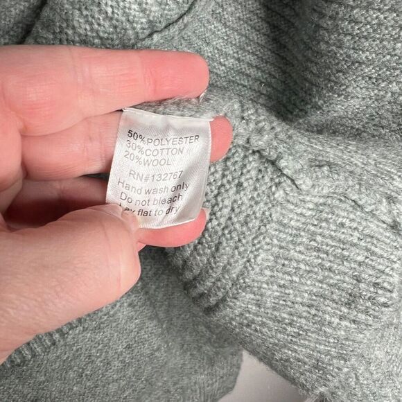 Baciano Sweater Womens Large Gray Open Front Cardigan Cable Knit Pockets Cozy - Picture 7 of 10